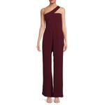 Dress the Population Filippa Jumpsuit Plus Sz XXL Burgundy One Shoulder Wide Leg Photo 6