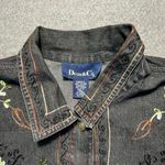 Denim & Co. Black Jean Jacket Women’s Small Floral Embroidered Casual Photo 4