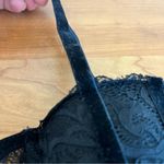 Lulus Women’s‎  Black Lace Padded Long Line Bra Velvet Details Size XL Photo 2