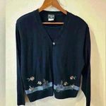 Ladies VINTAGE SOUTHERN LADY SWEATER LAYERED CARDIGAN BLUE WITH FLORAL DESIGN XL Photo 0