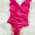 J.Crew | NWT | Ruched ruffle one-piece swimsuit in Radiant Fuchsia | Sz 2 Photo 0