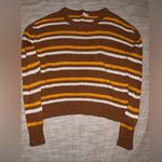 Garage Brown Striped Cropped Sweater Size P/S (XS/S) Photo 0