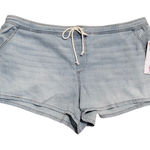 Vanilla Star Jeans Vanilla Star Womens Plus 3X Ultra Cozy Denim Jean Shorts Light Wash Drawstring Photo 0