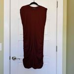 Athleta Apres Bodycon, Jersey, Knee Length Dress, Burnt Red, Size Medium Photo 3