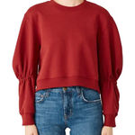 Tibi  NEW Sculpted Sleeve Sweatshirt Dark Red Photo 0