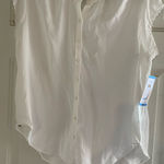 Joie  White Cap Sleeve Button Down Shirt with Mandarin Collar Photo 0