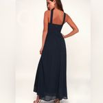 Lulus Air of‎ Romance Navy Blue Chiffon Maxi Dress Size XL Photo 4