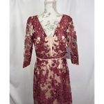 JS Collections  Womens Embroidered Lace Gown Wine Rose Size 6 NWT Photo 9