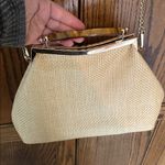 Stella Bianca leather straw crossbody bag purse gold chain Tan Photo 2