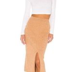 Free People  Skyline Midi Skirt Beige Rib Knit Sweater Pull On Camel Tan Small S Photo 2