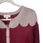 Modcloth Women Sz S Red Paris Cafe Button Cardigan Sweater Print Scalloped Retro Photo 3