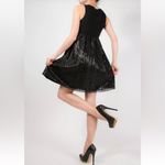 Alice + Olivia  Black Sequin Checkered Sleeveless Party Dress Size Small Babydoll Photo 3