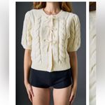 English Factory  front cable stitch cardigan in beige large NWOT Photo 1