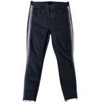 MOTHER High Waisted Looker Ankle Fray in Guilty Glitter Racer Stripe Size 29 Black Photo 4