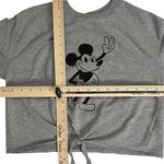 Disney Mickey Mouse Tie-Front Girls Crop Pullover Sweatshirt Gray, Size Small Photo 7