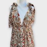 House of Harlow Linen Blend Tropical Print Dress Brown Size L Photo 1
