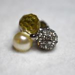 Source Unknown Trendy Rhinestone Faux Pearl Silver Tone Stretch OSFA Glam Party Ring Photo 1