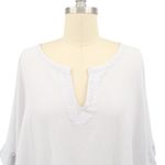 Oh My Gauze! Ruffle Trim Poncho Blouse Top Fringe Trim & Scarf Belt Snow O/S White Size L Photo 3
