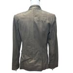 Alfani Brown Genuine Leather Jacket With Copper Gold Sheen Womens Size M Zip Up Photo 4