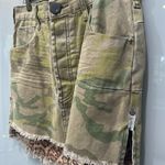 One Teaspoon  Women's Green Cheetah Print Army Camo Denim Cut Off Mini Skirt 28 Photo 1