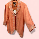 Bob Mackie Cute  NWT peaches and cream linen blend oversized blazer embroidery Photo 0