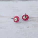 Vintage Stud Earrings Dark Pink Photo 4