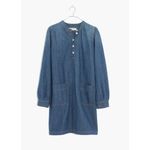 Madewell Popover Shirtdress XXS Blue Denim Linen Cotton Patch-Pocket Mini NWT Photo 10