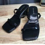 Jeffrey Campbell Jamm-3 Women's 8 Black Leather Slip-On Open-Toe Heel Sandals Photo 0