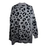 Womens Gray Black Leopard Print Open Front Long Sleeve Cardigan Sweater Size L Size L Photo 3
