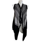 Banana Republic  Factory Women Black Gray Geometric Knit Sleeveless Cardigan Photo 1
