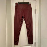 Kyodan  Burgundy Shiny Mid Rise Ankle Stretchh Leggings Athletic Wear Yoga Size S Photo 2