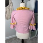 Anthropologie  X Lawan Pressed Buds Pink Yellow Wool Cashmere Peplum Cardigan XS Photo 1