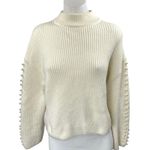 H&M Women's Cream Long Sleeve Pearl Beaded Turtleneck Knit Sweater Top Size XS Photo 0