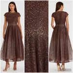 Mac Duggal 20371 Womens Brown Embellished Cap Sleeve A Line Dress Photo 2