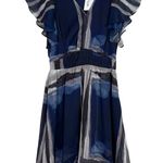 Slate + Willow Blue Printed Crepe Watercolor Short Sleeve Mini Dress 0 Blue Grey Photo 1