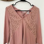 Love, Fire Love Fire Dusty Rose Solid Long Sleeve Waffle lace Knit M Photo 1