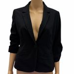 Eliza J  Black Ruched Sleeve Blazer Womens Small Petite Photo 2