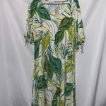 Susan Graver   Wo size XL Green and White Leaf Pattern Dress Pockets soft FLOWY Photo 8
