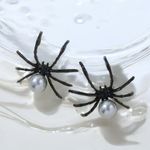 Gothic Black/Gray Spider Stud Earrings Faux Pearl‎ Accents Vintage Boho Style Black Photo 6