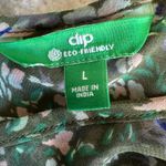 DIP semi sheer long sleeve peasant top size L green floral Size L Photo 2