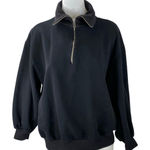 Oak + Fort Women's Black Half Zip Turtleneck Long Sleeve Sweatshirt Top Size XS Photo 0