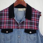 Vintage Multi Fabric Denim Plaid Ladies' Vest 2X Blue Photo 2