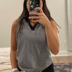 Theory  Navy and White Striped Open polo Tank Top Photo 0