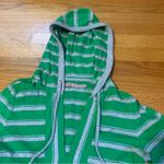 Juicy Couture Pam Gela Henley Hoodie Top Striped Green and Gray Women’s Large Photo 2