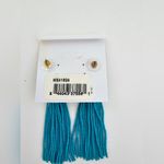 Natasha Turquoise Bead Tassel Gold Tone Metal Pierced Ear Earrings New With Tags Blue Photo 1