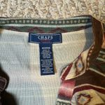 Chaps Denim Western Aztec Ruffle Mesh Lace Up Top 3/4 Sleeve Blouse Boho Size M Brown Size M Photo 2