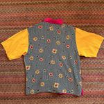 VTG MADE IN USA PATCHWORK HOUNDSTOOTH JEWEL PRINT BUTTON UP Yellow Size M Photo 5