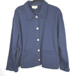 Talbots  Petites Navy Blue Knit Button Front Jacket Petite L Photo 0