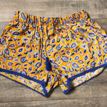 Aerie High Rise Paisley Tassel Lace Shorts Blue Yellow XS Photo 0