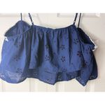 Victoria's Secret Victoria’s Secret Navy Eyelet Lace Trim Ruffle Crop Top Pajama Short Set L Photo 7